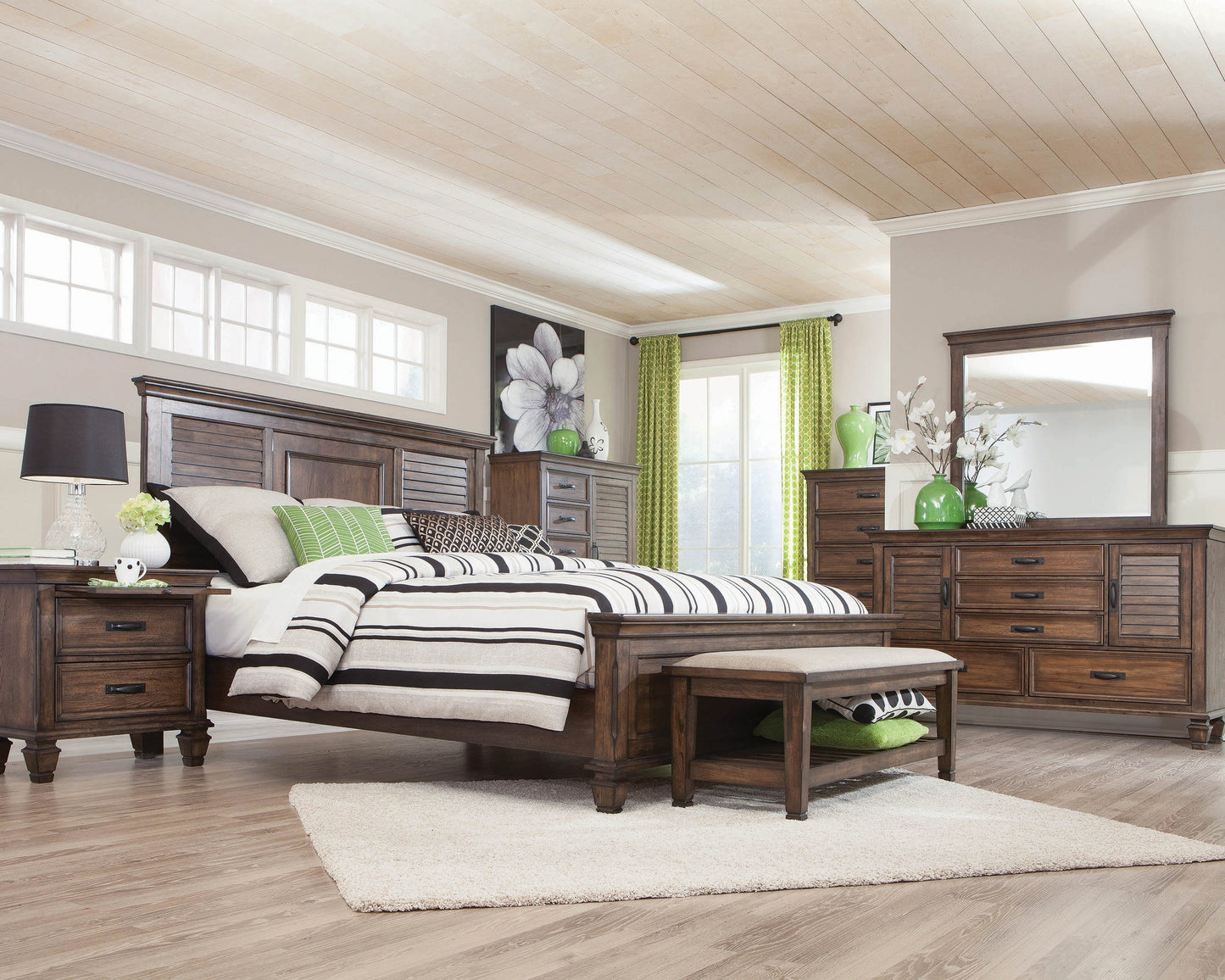Franco Burnished Oak Bed