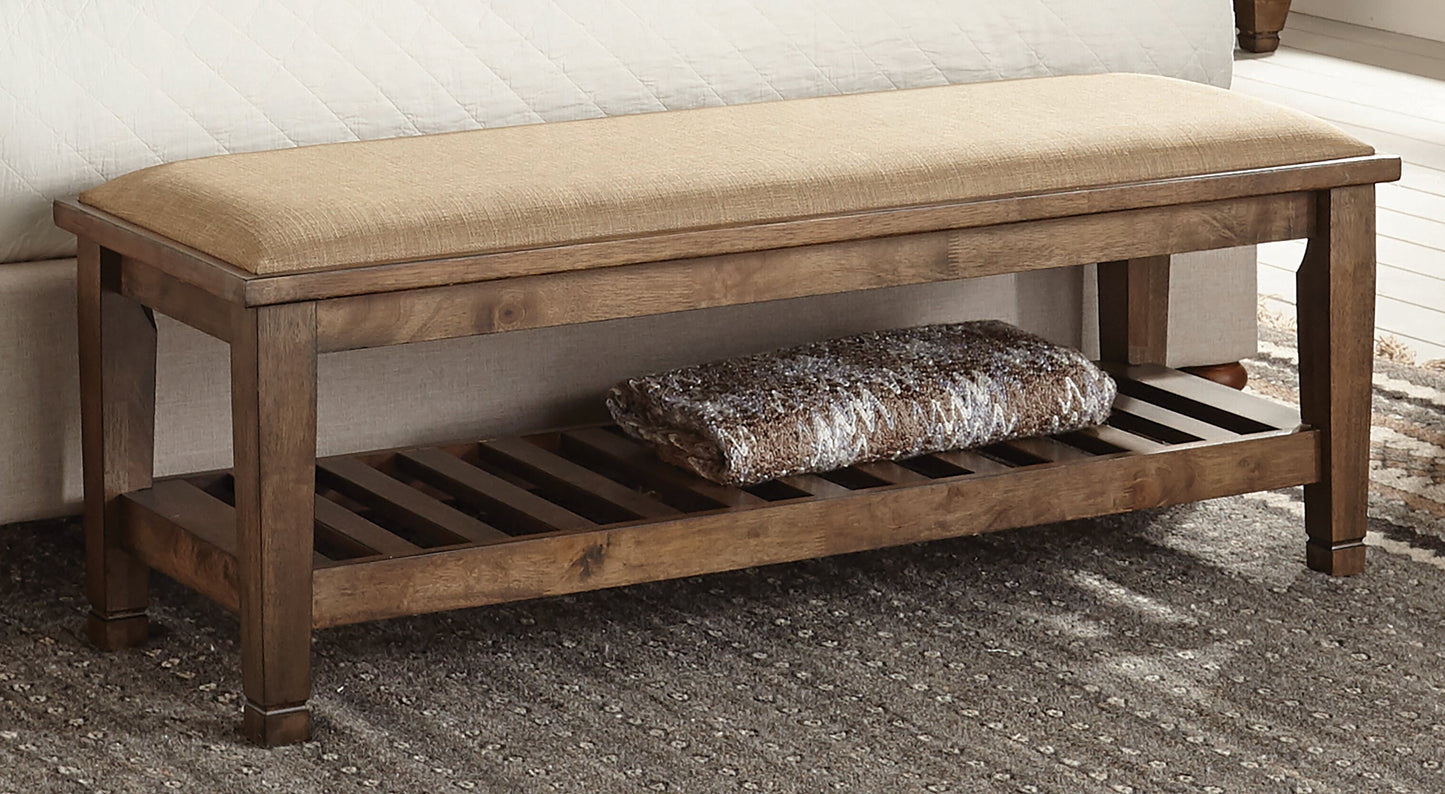 Franco Burnished Oak Upholstered Bench
