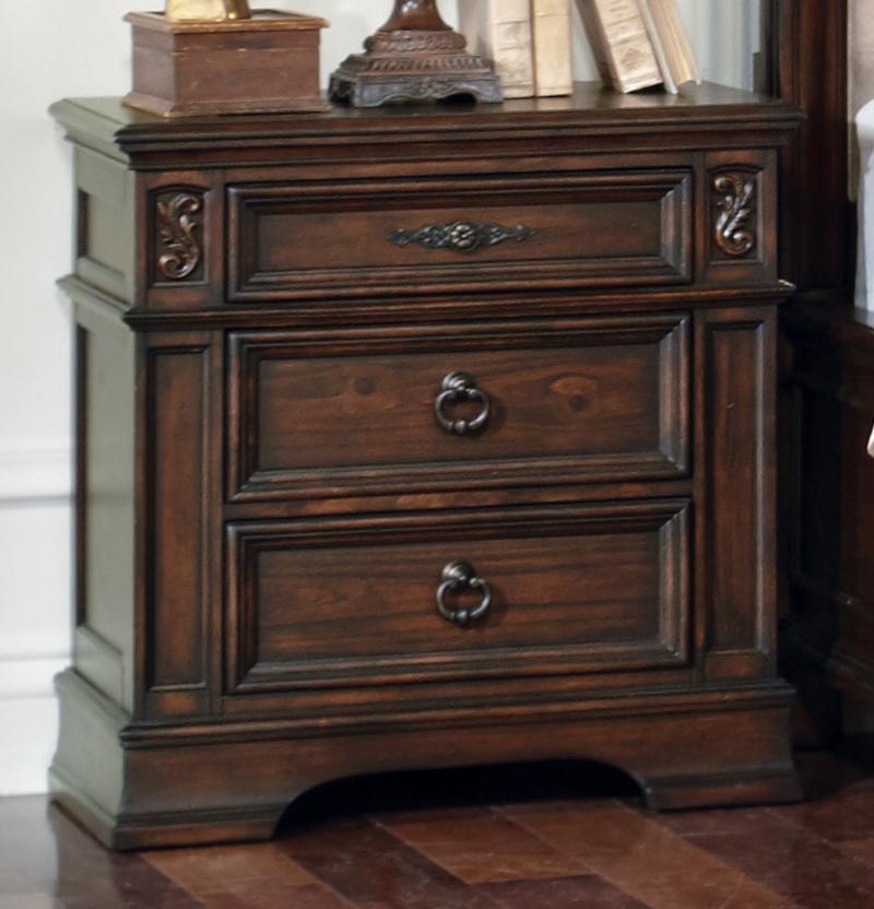Ilana Antique Java Three-Drawer Nightstand