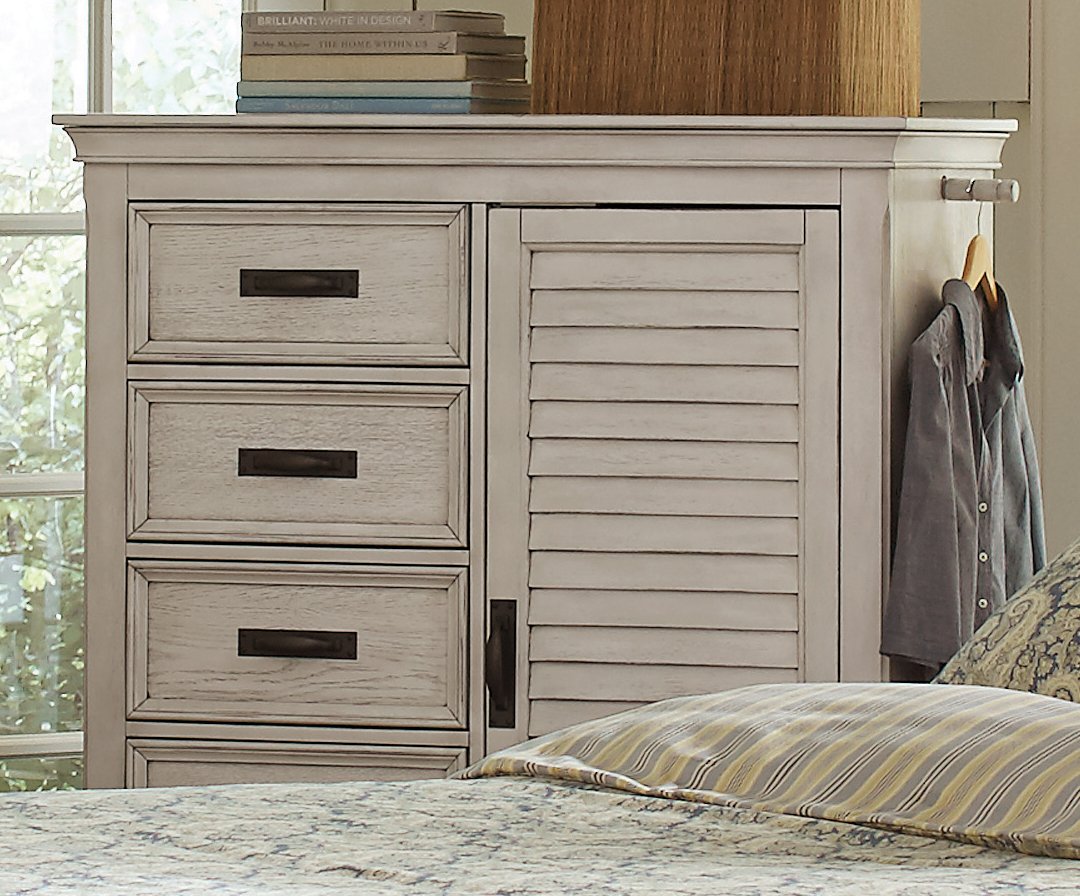 Franco Antique White Chest With Louvered Panel Door