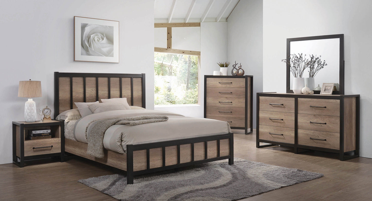 Edgewater Industrial Weathered Oak Bed