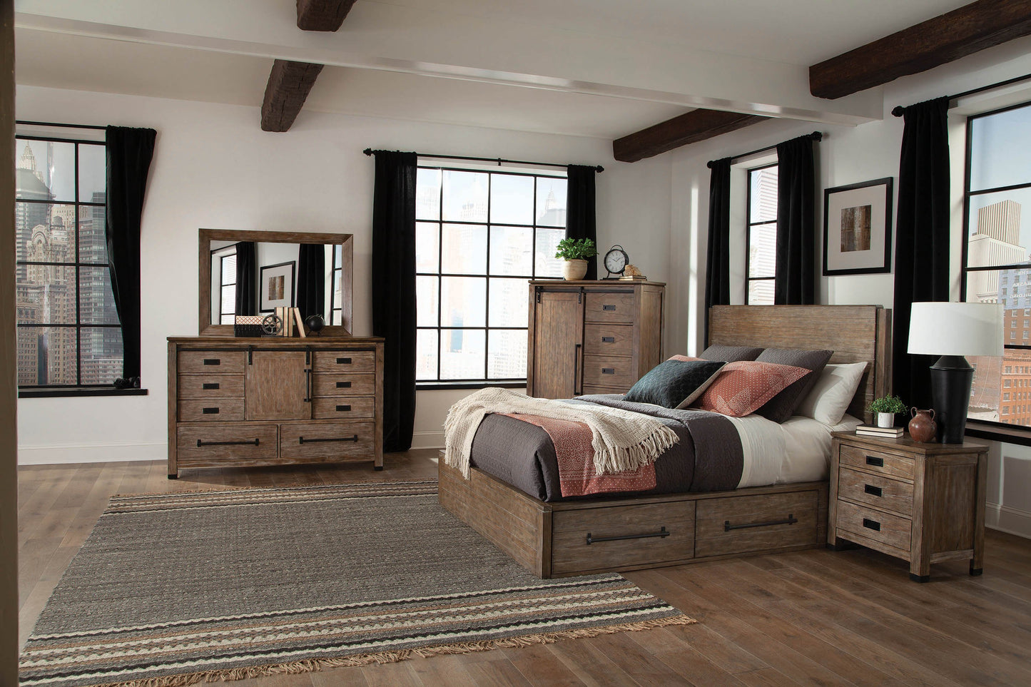 Meester Rustic Barn Door Bed