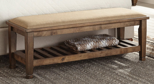 Franco Burnished Oak Upholstered Bench