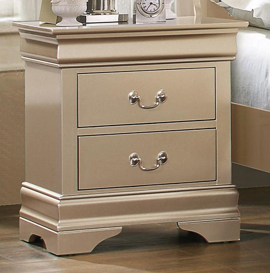Hershel Louis Philippe Metallic Champagne Two-Drawer Nightstand
