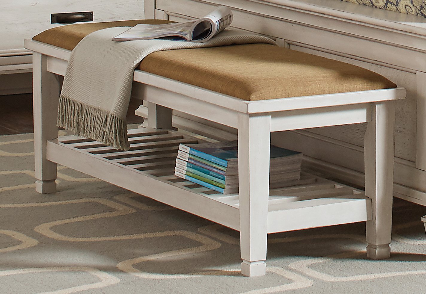 Franco Antique White Bench