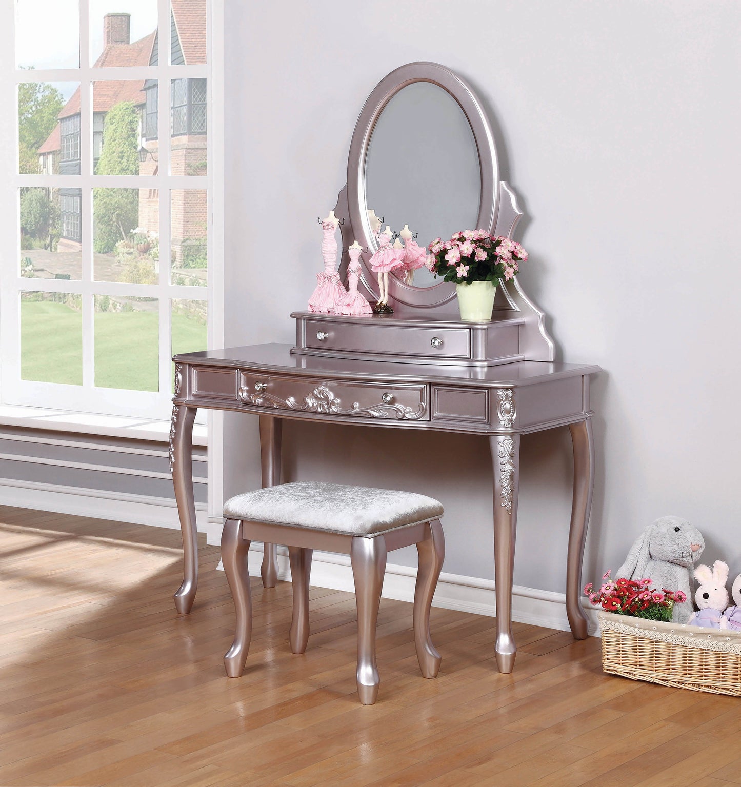 Caroline Metallic Lilac Vanity Desk